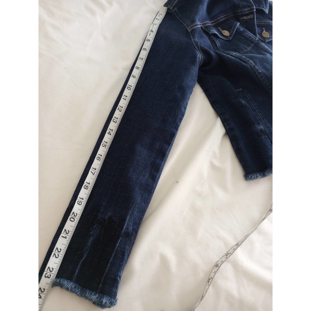 LOGO Lori Goldstein Women's 6 Denim Jacket Dark Wash Jean manufactured Raw Hem - Picture 7 of 10